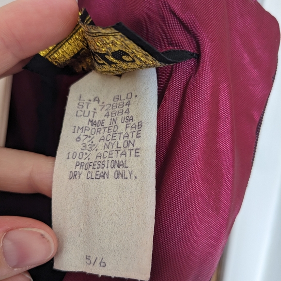 Vintage LA GLO Red Maroon Velvet Spaghetti Strap Midi Prom Party Dress - Picture 5 of 14